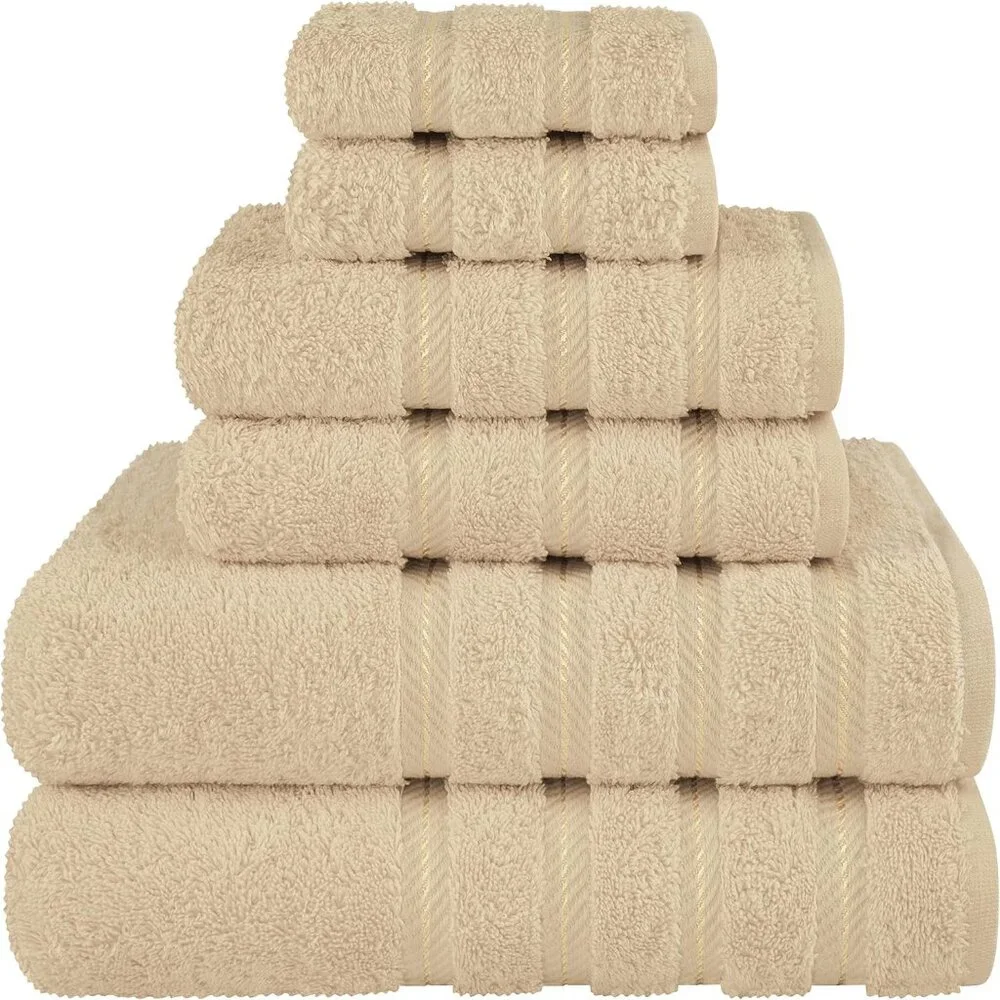 New Luxury 6 Piece Towel Set, 2 Bath Towels 2 Hand Towel 2 Washcloths, 600 GSM 1
